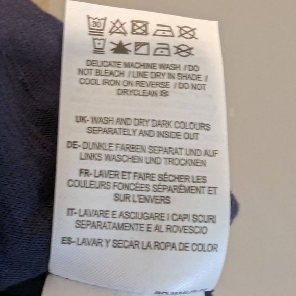 Brand new Boden Romaine Tiered Jersey Dress. Navy w/ Gold Polkadot, size 12 long - Picture 9 of 10